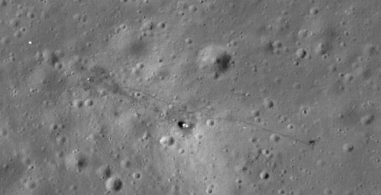 Apollo 15's tracks on the Moon's surface